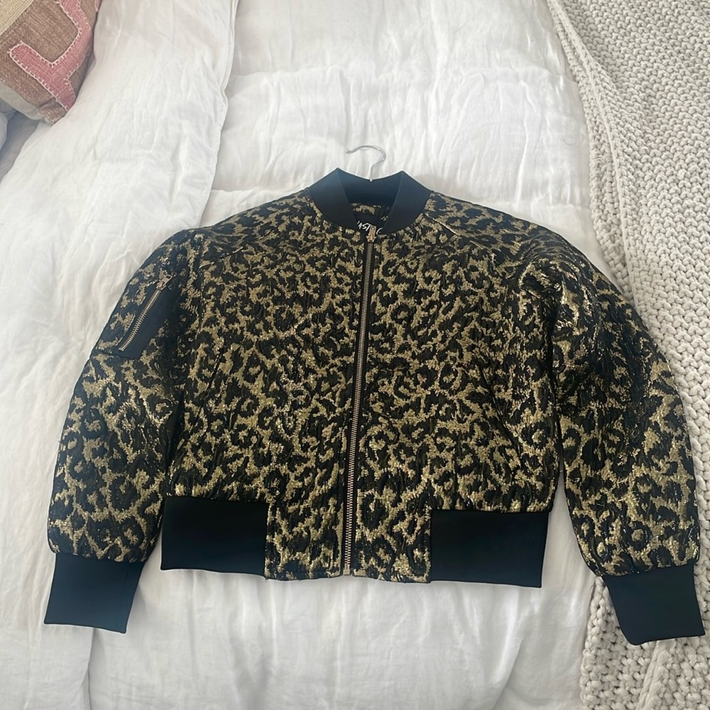 Nasty Gal Gold Metallic Bomber Jacket size XS